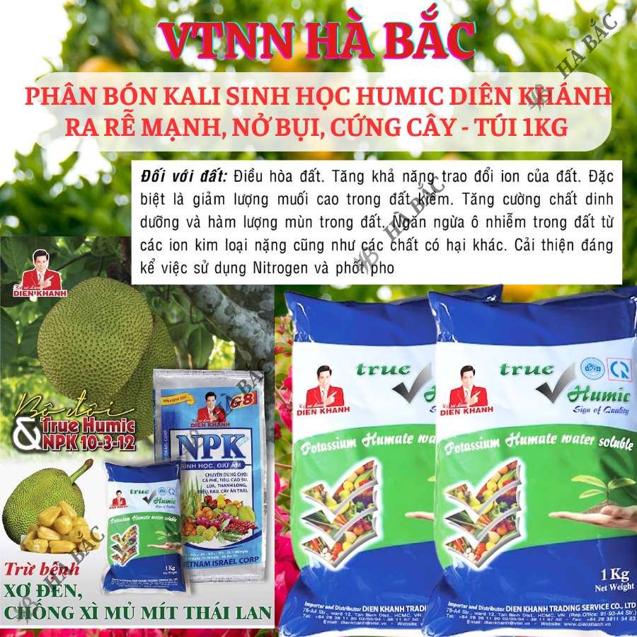 Phân Bón Kali Sinh Học Humic Diên Khánh Ra Rễ Mạnh, Nở Bụi, Cứng Cây - Túi 1KG