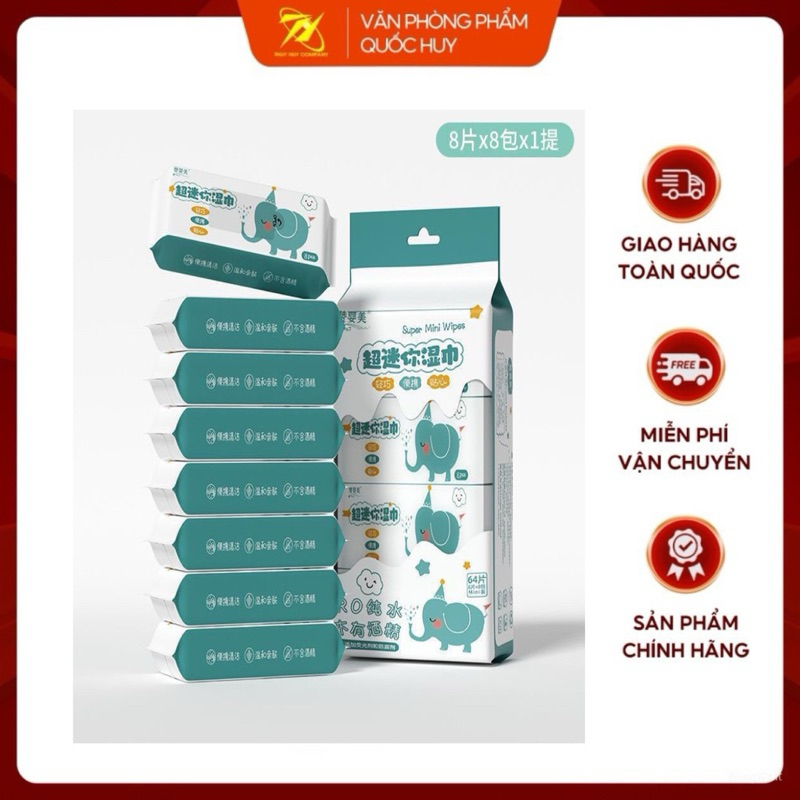 KHĂN ƯỚT HÌNH KU TE MN002, LỐC 8 GÓI - VPP QUỐC HUY