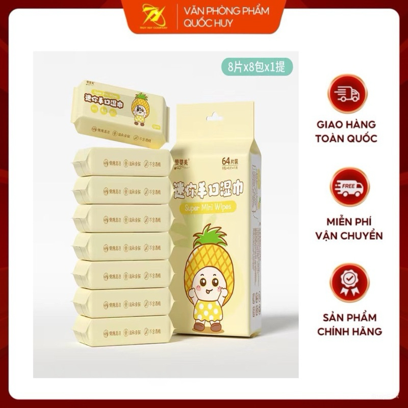 KHĂN ƯỚT HÌNH KU TE MN002, LỐC 8 GÓI - VPP QUỐC HUY