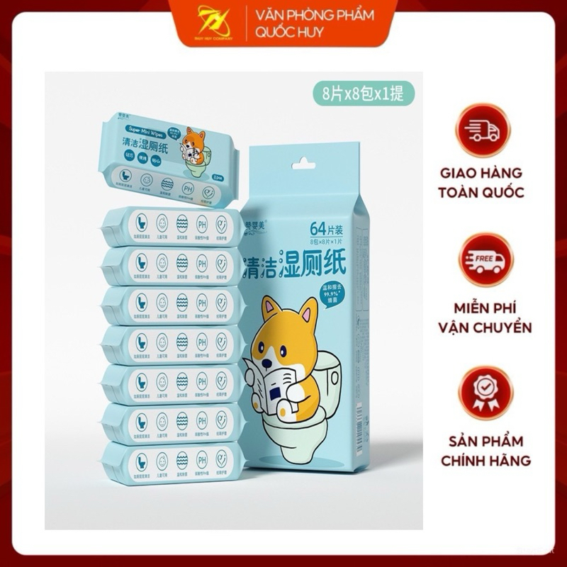 KHĂN ƯỚT HÌNH KU TE MN002, LỐC 8 GÓI - VPP QUỐC HUY