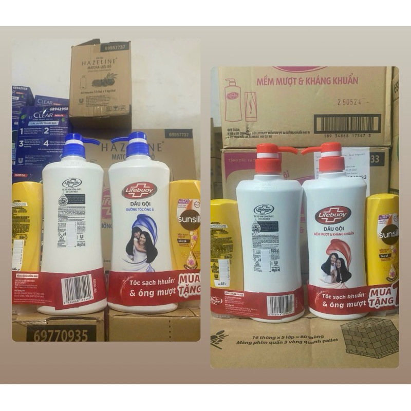 Dầu Gội Lifebuoy Tóc Dày Óng Ả 640g tặng kèm lifebuoy / sunsilk
