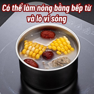 Hộp inox tròn đựng đồ ăn để tủ lạnh ngăn mùi, có nắp dễ dàng bảo quản tiện lợi cho gia đình