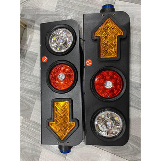 Đôi đèn led hậu 3 ngăn xe tải 12v - 24v , đèn lái sau xe tải cao cấp  đèn lái sau