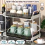 Kệ úp ly cốc, bình sữa - Kệ mỹ phẩm 2 tầng inox FINLEY Shiny trong suốt có khay hứng nước, khay úp ly cốc, khay trà