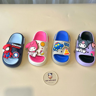 Dép Bánh Mì Gắn Sticker Thỏ, Kuromi, Người Nhện, Ô tô Chất Liệu Nhựa EVA Siêu Nhẹ Cho Bé (BM9)