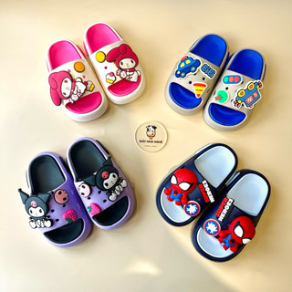 Dép Bánh Mì Gắn Sticker Thỏ, Kuromi, Người Nhện, Ô tô Chất Liệu Nhựa EVA Siêu Nhẹ Cho Bé (BM9)