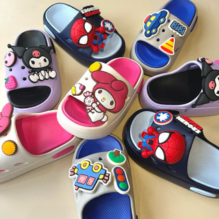 Dép Bánh Mì Gắn Sticker Thỏ, Kuromi, Người Nhện, Ô tô Chất Liệu Nhựa EVA Siêu Nhẹ Cho Bé (BM9)
