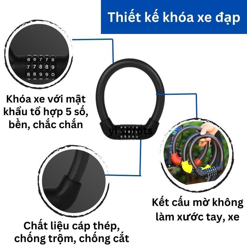 Khoá dây 5 số cao cấp cho xe đạp, khóa xe đạp mã 5 số loại tốt chống trộm, chống cắt, an toàn