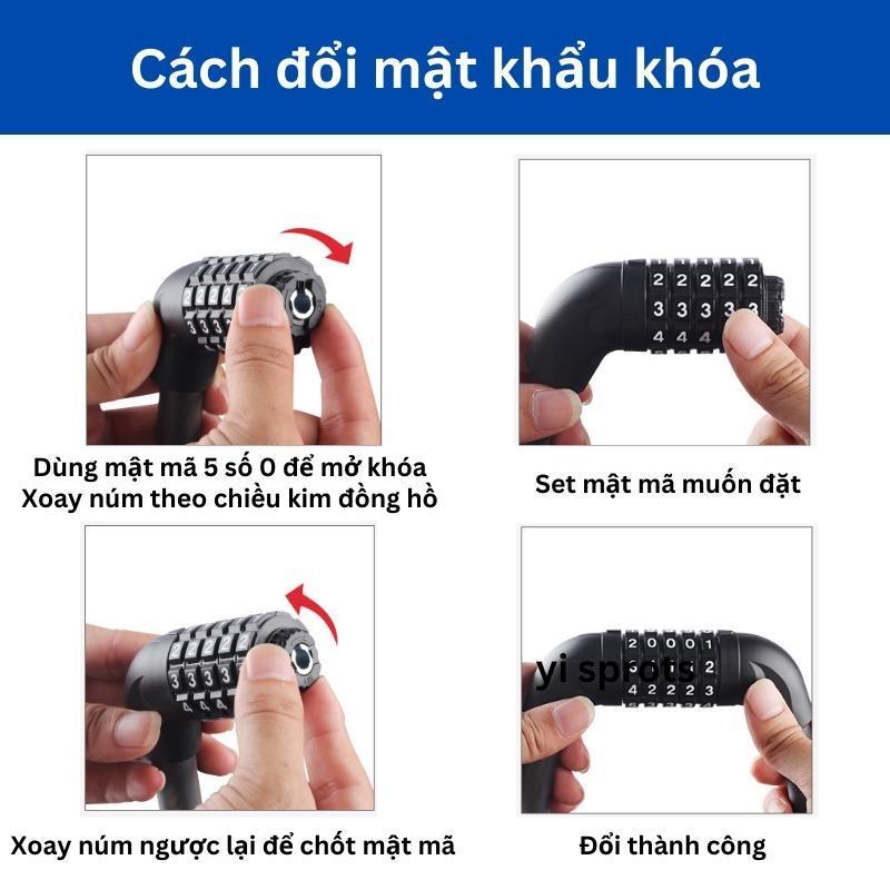Khoá dây 5 số cao cấp cho xe đạp, khóa xe đạp mã 5 số loại tốt chống trộm, chống cắt, an toàn