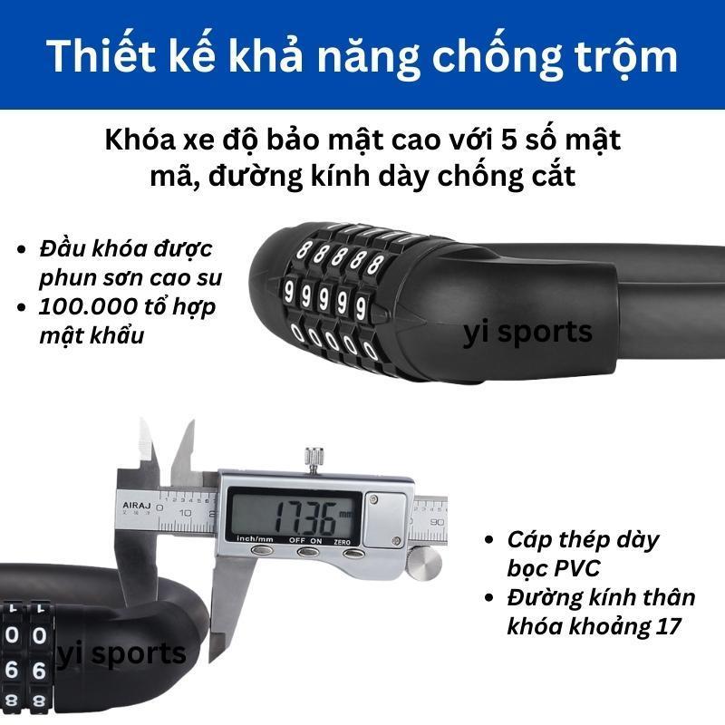 Khoá dây 5 số cao cấp cho xe đạp, khóa xe đạp mã 5 số loại tốt chống trộm, chống cắt, an toàn