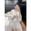 HT446 Set váy ngủ và áo choàng sexy phối ren tay loe gợi cảm, đồ ngủ lụa quyến rũ HT446 (133a+236)
