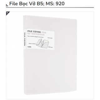 KLONG - File nhựa Bọc Vở B5; MS: 920 ♥ Bìa bao có ngăn đa năng, chưa kèm quyển vở ♥ giữ sổ vở được bền, không thấm nước