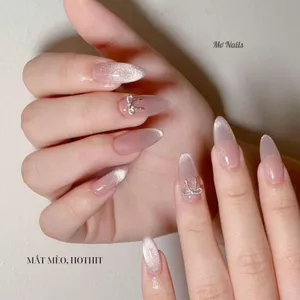 Nail Box Thiết Kế Mắt Mèo Charm Nơ Hot Hit Hàn Quốc Hồng Nhạt M16