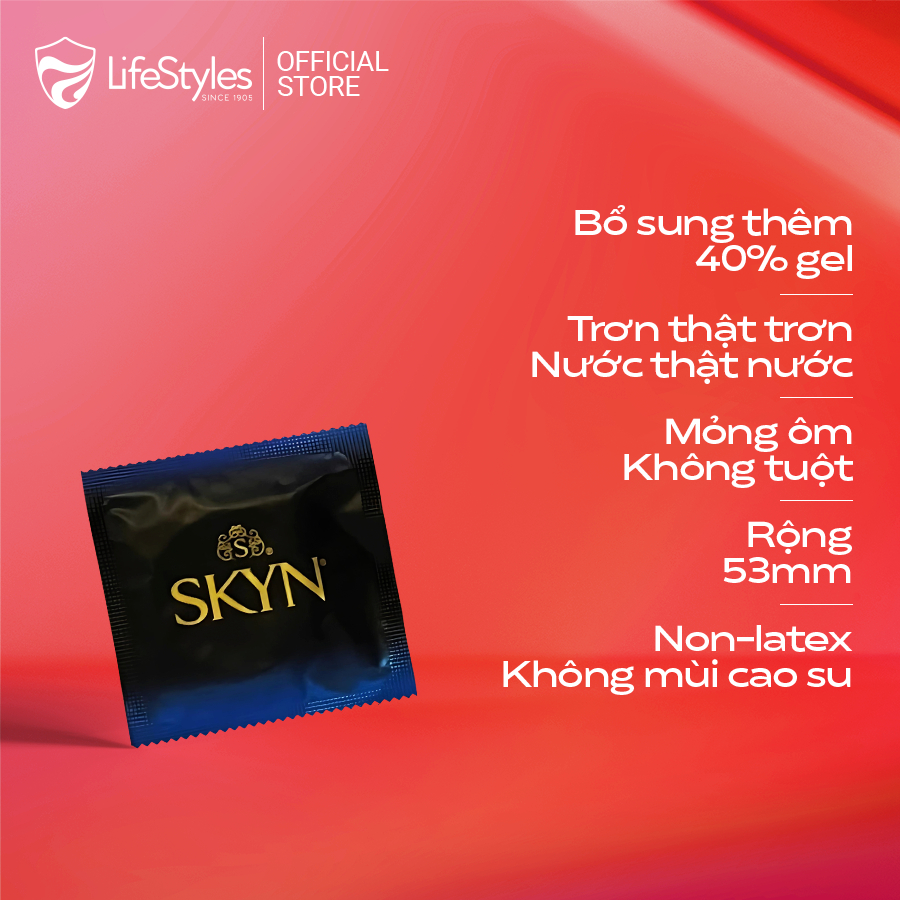Ảnh Bao cao su siêu mỏng Lifestyles SKYN Extra, nhiều gel bôi trơn non-latex hộp 10bcs 2