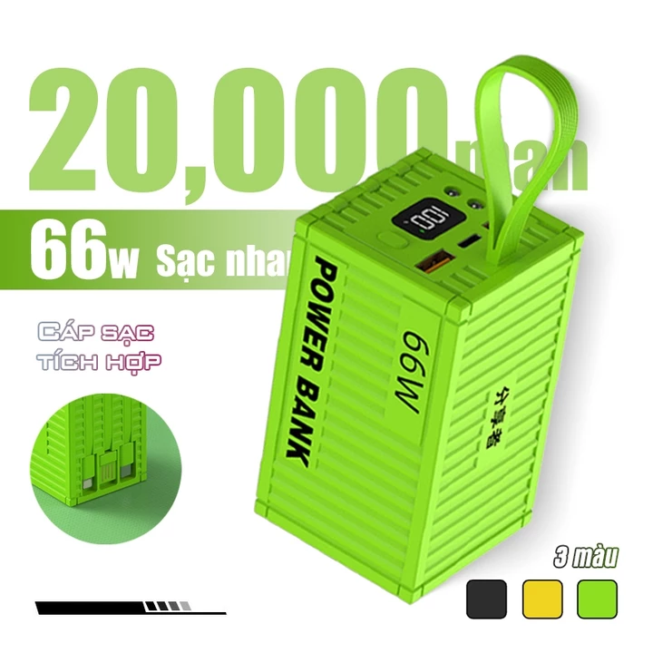 Sạc dự phòng sạc nhanh 66W 20000mah Dung lượng lớn sạc nhanh PD20W di động ngoài trời pin dự phòng