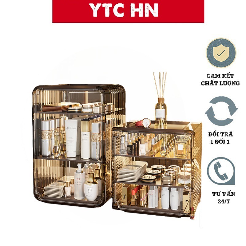 YTC- Kệ Đựng Ly Cốc, Bình Sữa, Tủ Đựng Mỹ Phẩm Để Bàn Bằng Acrylic Trong Suốt Chống Bụi sang trọng