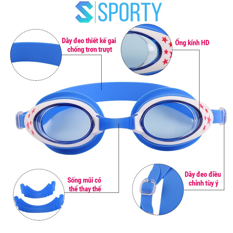 Kính bơi trẻ em thời trang hiện đại STAR ngăn nước, chống tia UV cho bé 3-13 tuổi SPORTY