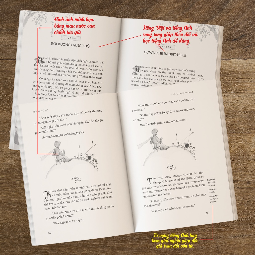 Ảnh Sách thiếu nhi kinh điển Song ngữ Hoàng Tử Bé, Alice, Heidi, Peter Pan tặng file nghe & note từ vựng 3