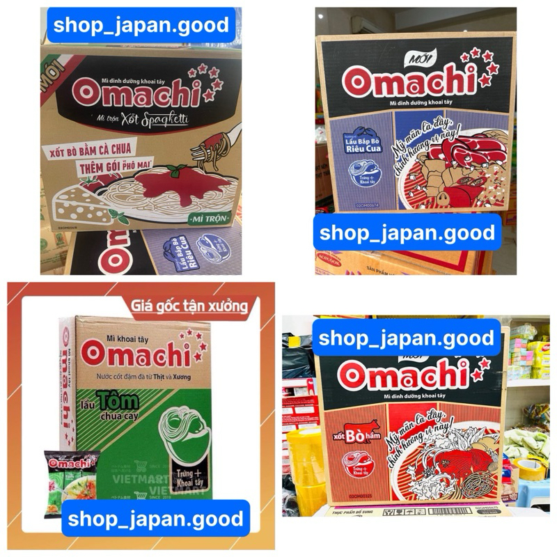 Thùng mì Omachi 30 Gói xốt bò hầm/sườn hầm ngũ quả/bắp bò riêu cua/ tôm ...
