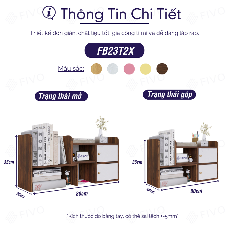 Ảnh Kệ Sách Gỗ Mini Để Bàn Đa Năng FIVO FB23 Điều Chỉnh Linh Hoạt, Lắp Ghép Tiện Lợi, Trang Trí Góc Làm Việc Và Học Tập 2