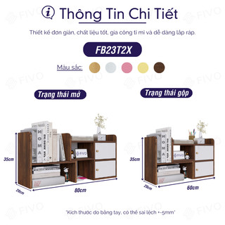 Kệ Sách Gỗ Mini Để Bàn Đa Năng FIVO FB23 Điều Chỉnh Linh Hoạt, Lắp Ghép Tiện Lợi, Trang Trí Góc Làm Việc Và Học Tập