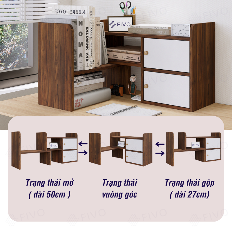 Ảnh Kệ Sách Gỗ Mini Để Bàn Đa Năng FIVO FB23 Điều Chỉnh Linh Hoạt, Lắp Ghép Tiện Lợi, Trang Trí Góc Làm Việc Và Học Tập 3