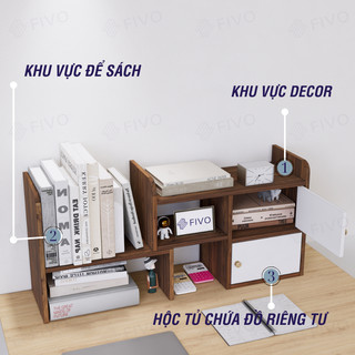 Kệ Sách Gỗ Mini Để Bàn Đa Năng FIVO FB23 Điều Chỉnh Linh Hoạt, Lắp Ghép Tiện Lợi, Trang Trí Góc Làm Việc Và Học Tập