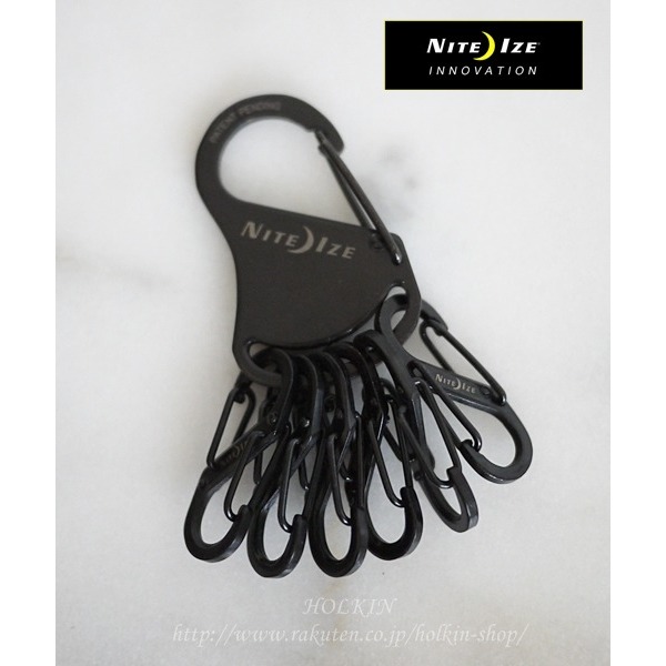 Móc khóa -  Nite Ize KRS-03-01 - Keyrack S-Biner + 6 móc treo đen (Thép đen Black Oxit)