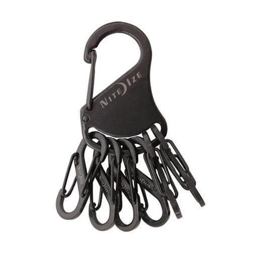 Móc khóa -  Nite Ize KRS-03-01 - Keyrack S-Biner + 6 móc treo đen (Thép đen Black Oxit)