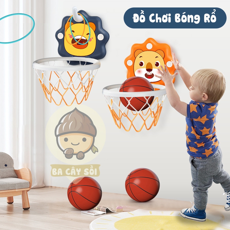 Đồ chơi bóng rổ cho bé có tích điểm tự động hình sư tử đáng yêu, trò chơi vận động cho bé, trò chơi thể thao