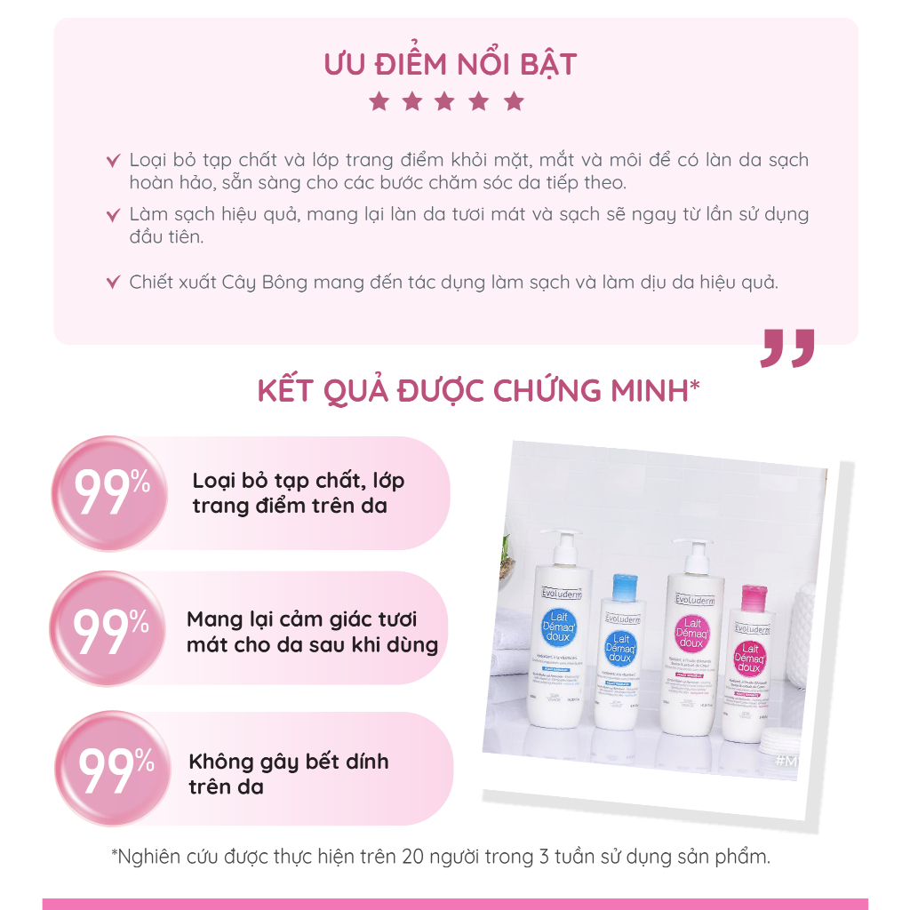 Ảnh Sữa tẩy trang rửa mặt Evoluderm dưỡng ẩm dịu nhẹ dành cho da nhạy cảm 250ml 3