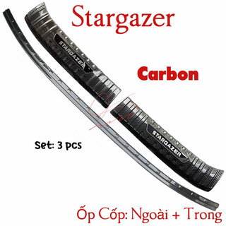 Ốp chống trầy cốp Trong, ngoài xe Hyundai Stargazer 2022, 2023, 2024, 2025 Vân Carbon cao cấp, sáng bóng