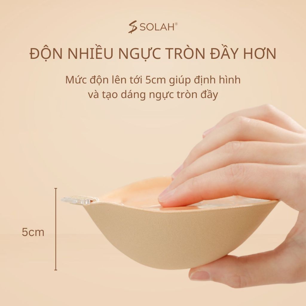 Miếng Dán Nâng Ngực Độn 5cm SOLAH Chống Tuột Tạo Khe Có Dây Quai Trong Áo Bra Dán Gel Silicon BR06