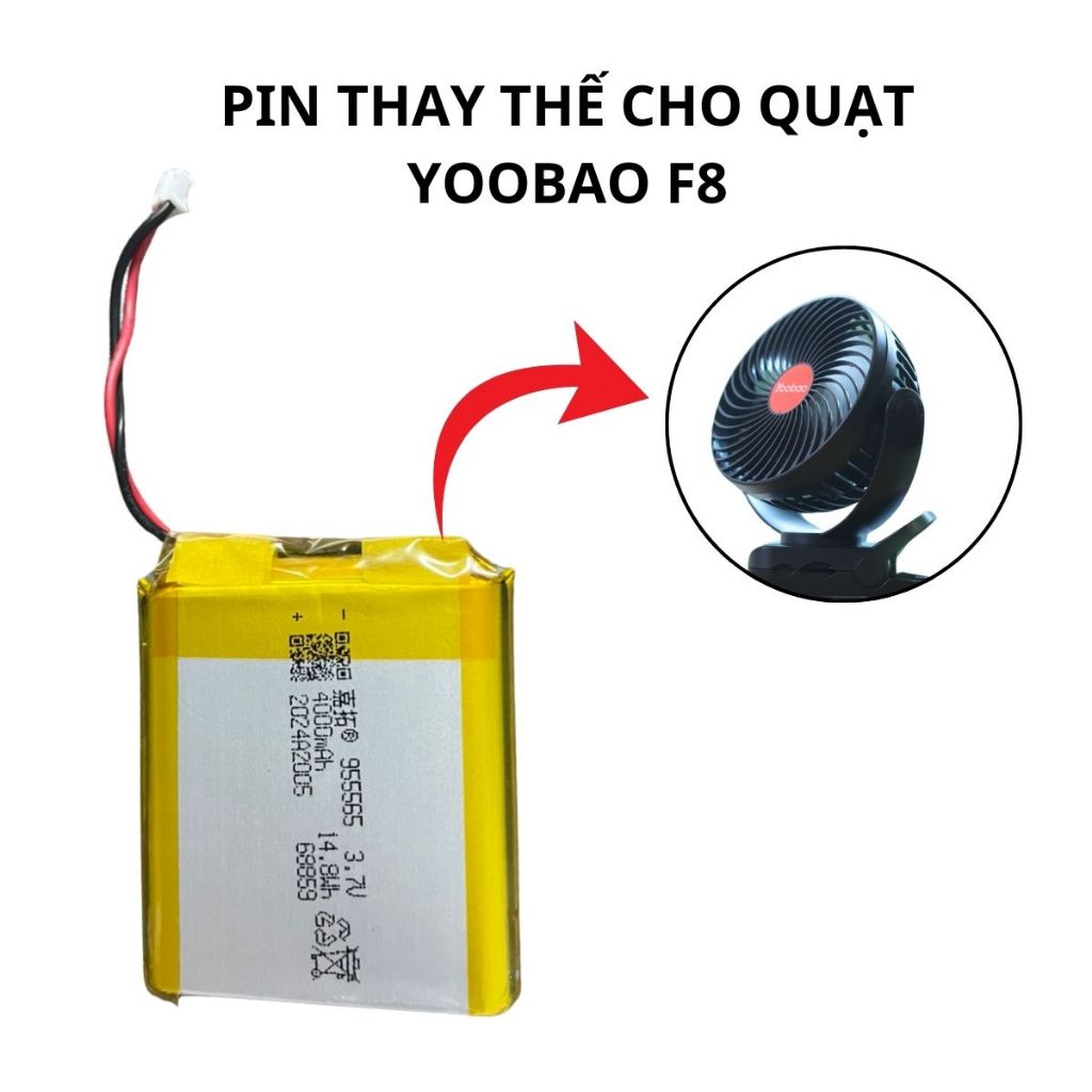 Bộ pin thay thế cho quạt YOOBAO F8 dung lượng 8000mAh (Combo 2 pin ...