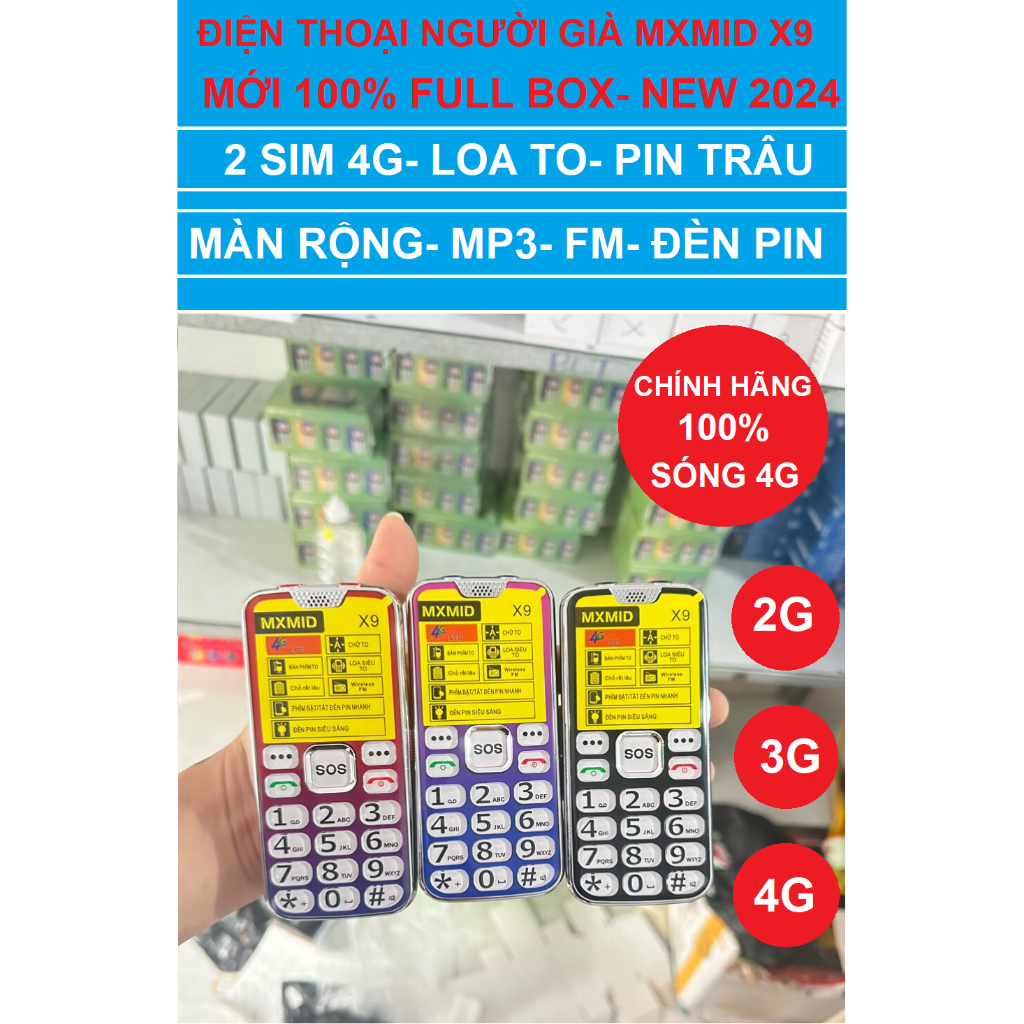 ĐIỆN THOẠI NGƯỜI GIÀ MXMID X9 -4G [ MỚI 100%] FULL BOX 2 SIM 2 SÓNG ...
