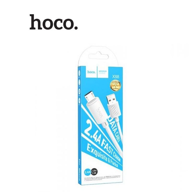 Dây sạc micro nhanh 2.4A Hoco X88 dây dẻo dài 1m cho android. USB sang Micro