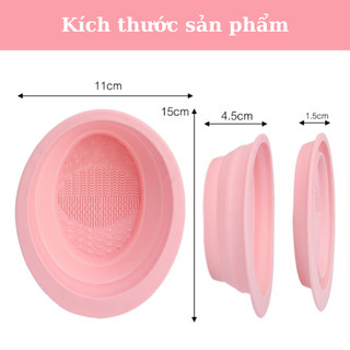 COMBO 2 Dụng Cụ Vệ Sinh Cọ Trang Điểm Mút Bông Đánh Phấn Siêu Sạch, Chậu Silicon Gấp Gọn Vệ Sinh Đồ Trang Điểm 88826