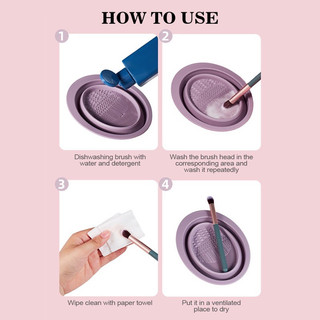COMBO 2 Dụng Cụ Vệ Sinh Cọ Trang Điểm Mút Bông Đánh Phấn Siêu Sạch, Chậu Silicon Gấp Gọn Vệ Sinh Đồ Trang Điểm 88826
