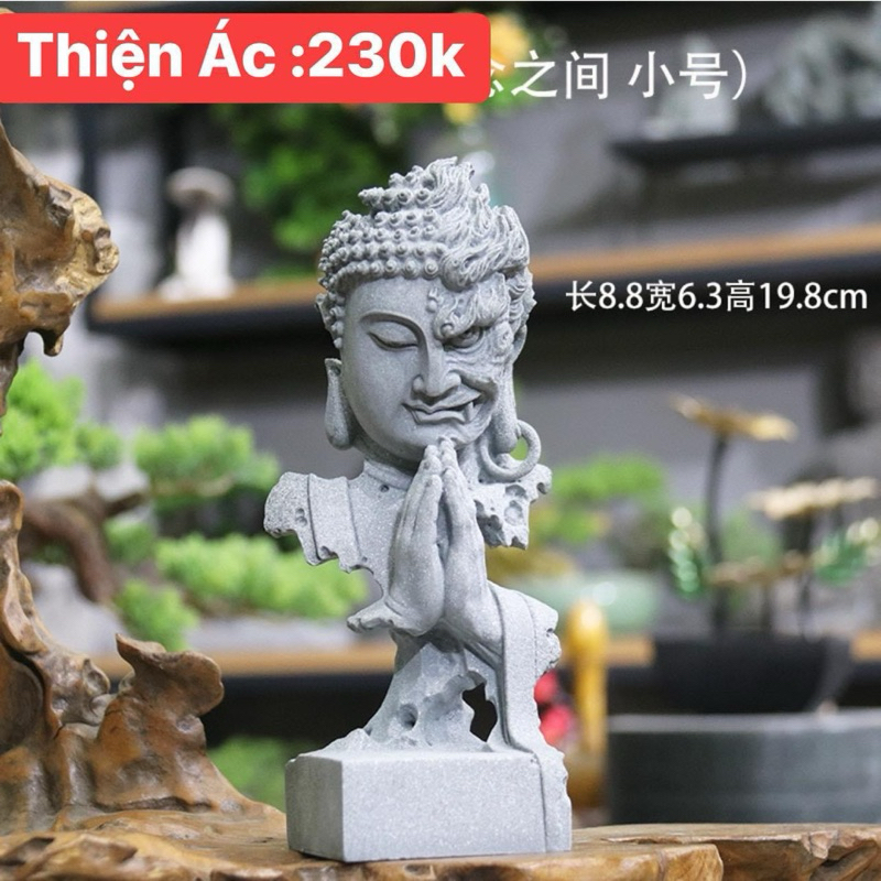 Mô hình Diện Phật Thiện Ác setup terrarium,tiểu cảnh,bán cạn đá sa thạch