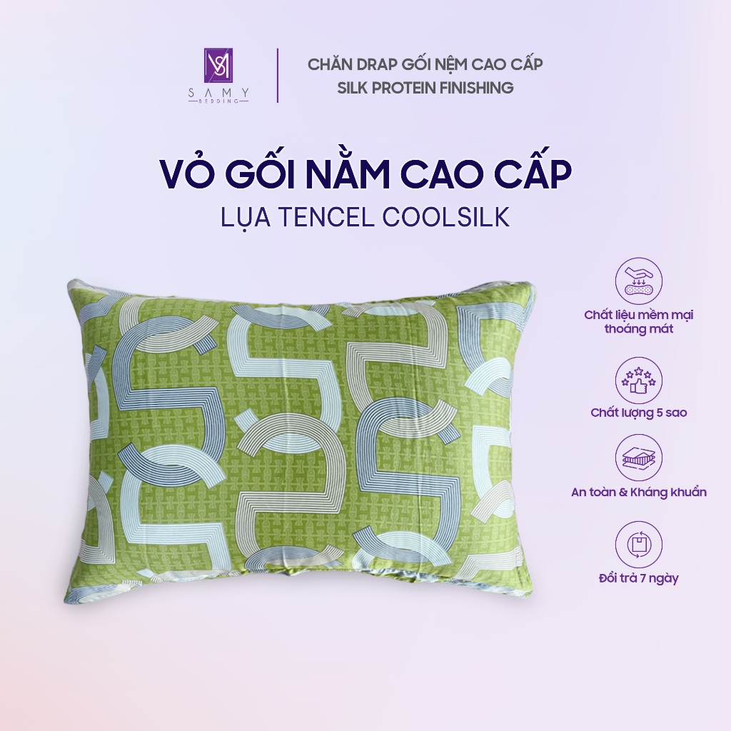 Ảnh Vỏ Gối Nằm Lụa Tencel Coolsilk SAMY BEDDING Cao Cấp Thoáng Mát Êm Ái 3