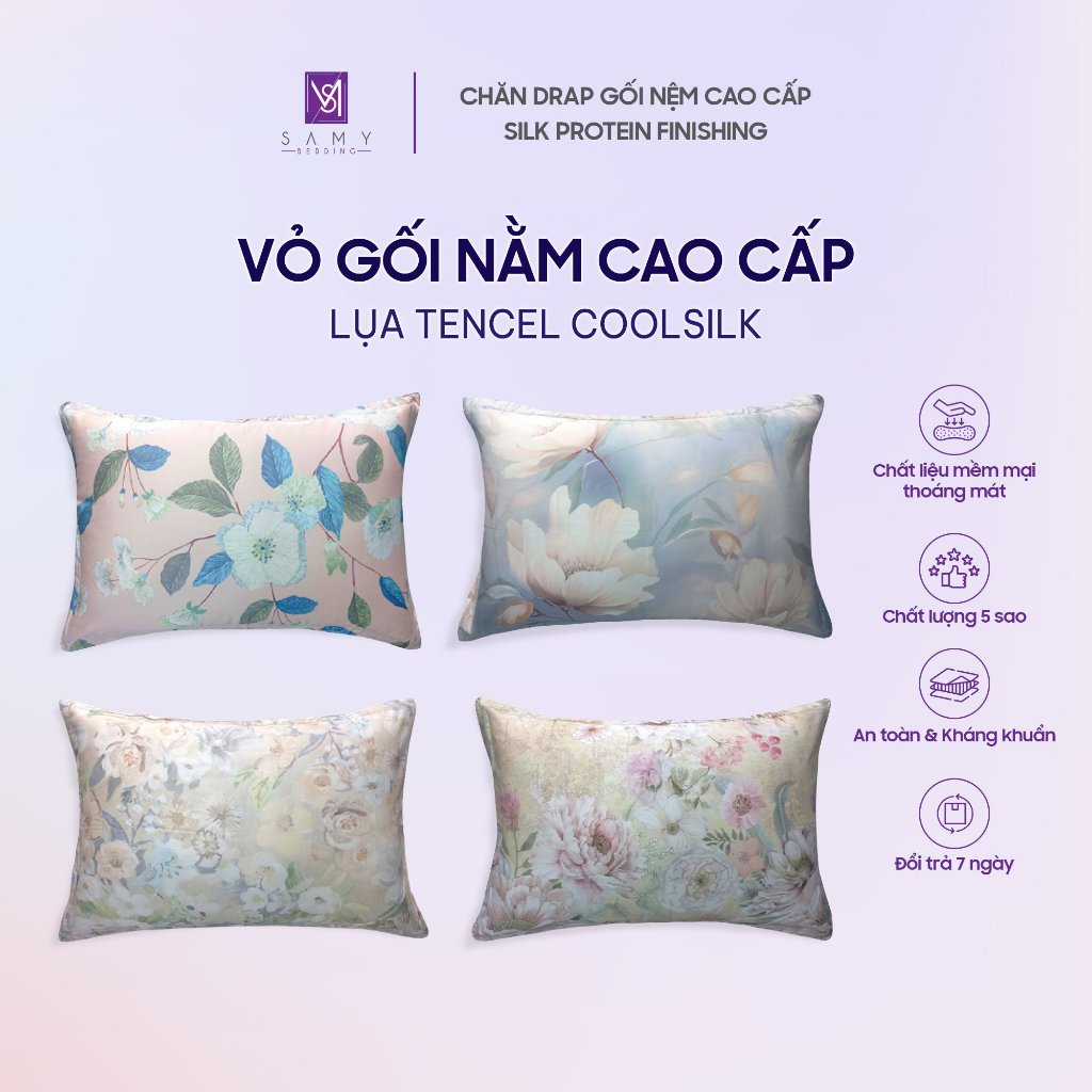 Ảnh Vỏ Gối Nằm Lụa Tencel Coolsilk SAMY BEDDING Cao Cấp Thoáng Mát Êm Ái 1