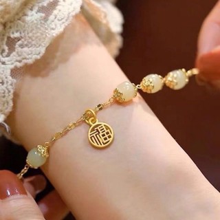 Vòng đeo tay may mắn phối hạt ngọc phong cách dễ thương cho nữ
