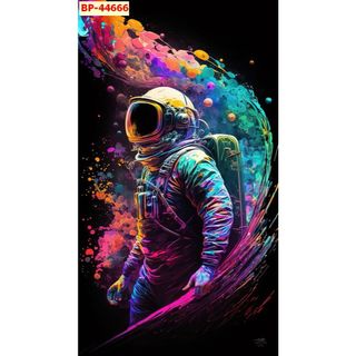 Tranh dán tường vải lụa kim tuyến Giả led phi hành gia trang trí quán game, bida, bi-a đẹp mắt
