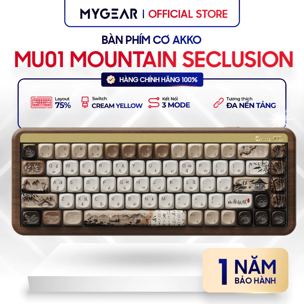 Bàn Phím Cơ 3 Mode - AKKO MU01 Mountain Seclusion / Autumm (Hotswap,RGB / Multi-Modes/Piano V3 Pro / TTC Demon)