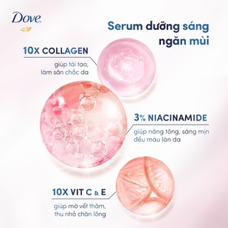 [Live]Lăn ngăn mùi dưỡng sáng cao cấp Dove tinh chất serum cho nữ với 3% Niacinamide giúp da sáng mịn đều màu 45ml