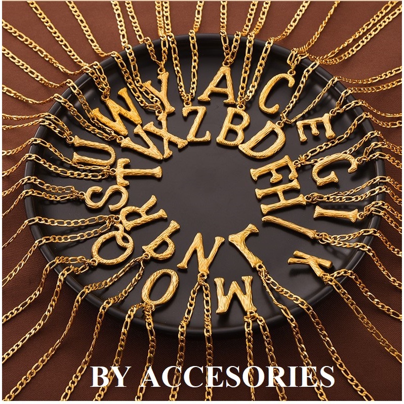 Dây chuyền nam nữ unisex xích phối mặt chữ cái trơn đơn giản cá tính không gỉ UN2402 BY ACCESSORIES