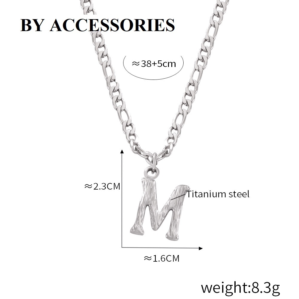 Dây chuyền nam nữ unisex xích phối mặt chữ cái trơn đơn giản cá tính không gỉ UN2402 BY ACCESSORIES