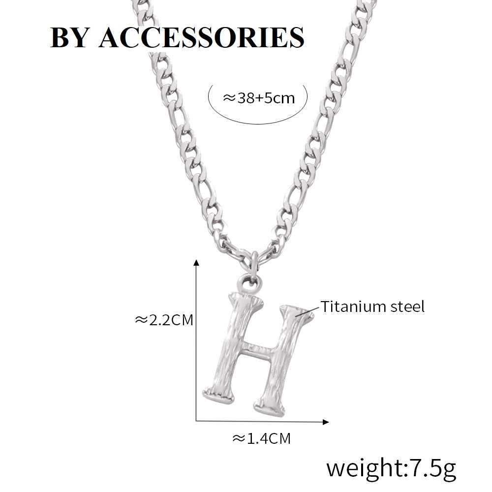 Dây chuyền nam nữ unisex xích phối mặt chữ cái trơn đơn giản cá tính không gỉ UN2402 BY ACCESSORIES