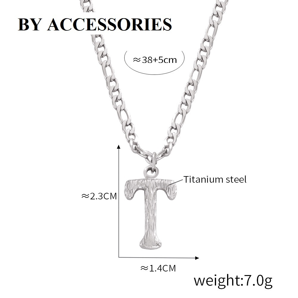 Dây chuyền nam nữ unisex xích phối mặt chữ cái trơn đơn giản cá tính không gỉ UN2402 BY ACCESSORIES