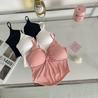 Áo 2 Dây Dáng Croptop Nữ Cổ Chữ V Quyến Rũ, Áo Bra Hở Eo Gân Tăm Mềm Thoáng Mát King Shop B-3006